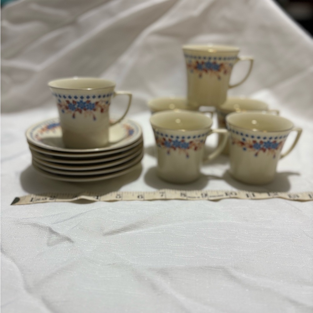 Vintage Elegant Floral Teacup and Saucer Set of 6